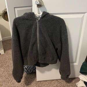 fuzzy zip up coat